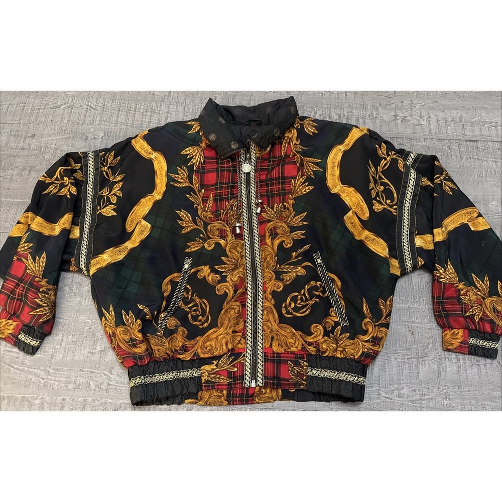 Vintage 90s Giacca Sport Baroque Novelty Hip Hop Oversized Jacket Women's S Y2K